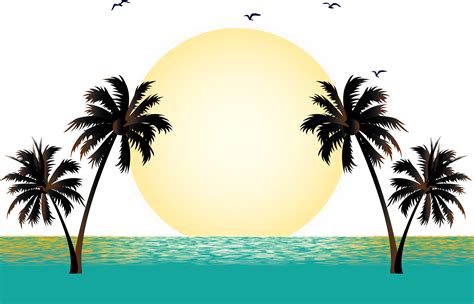 Beach Sunset Vector at GetDrawings | Free download