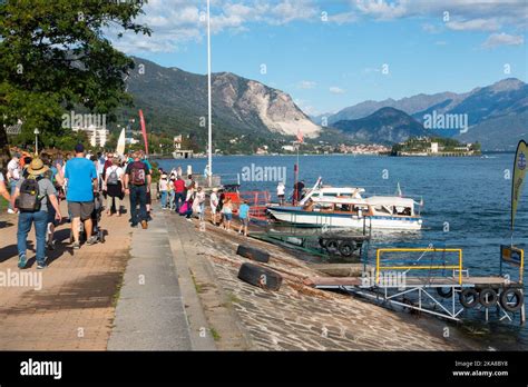 Point of boarding ferry boat to Isola Bella and the Palazzo Borromeo at Stresa, Lake Maggiore ...