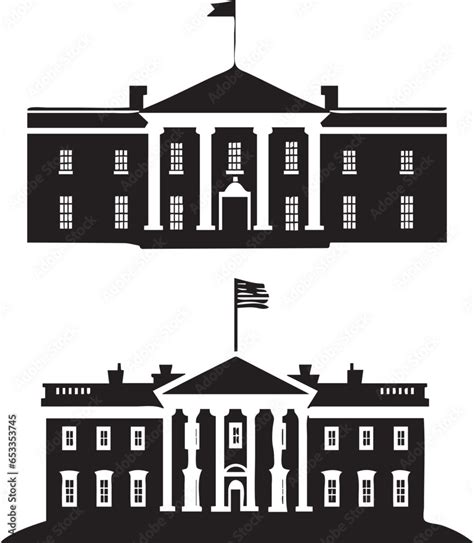 White House silhouette vector. America most famous building Stock ...