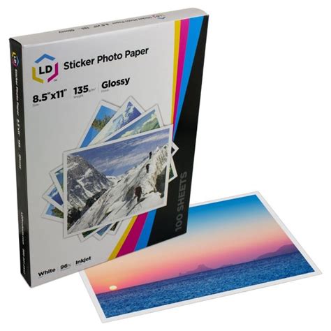 Glossy Sticker Paper - Inkjet Photo Paper - 8.5x11 (100 pack) - 4inkjets