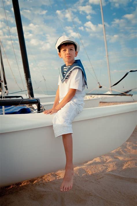 Portrait Of Young Sailor Near Yacht Stock Image - Image: 33453117