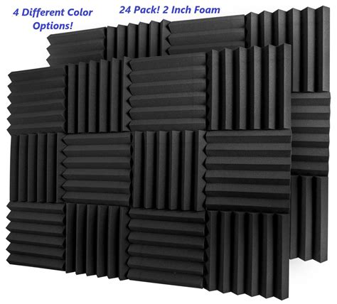 24 Pack Acoustic Foam Tiles Wall Record Studio Sound Proof 12 x 12 x 2 ...