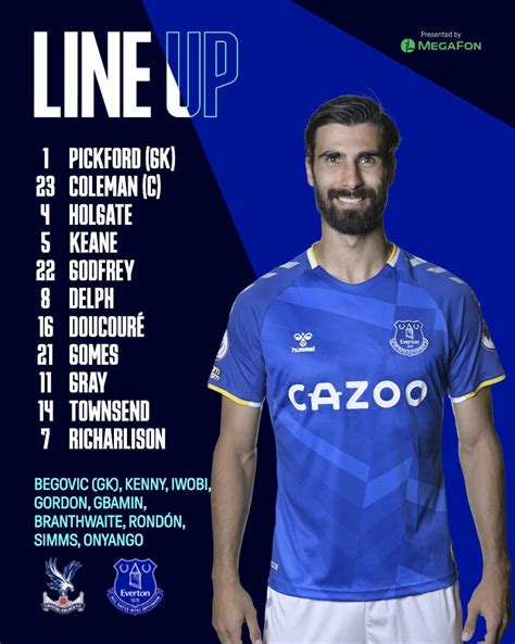 Line-up vs Crystal Palace : r/Everton