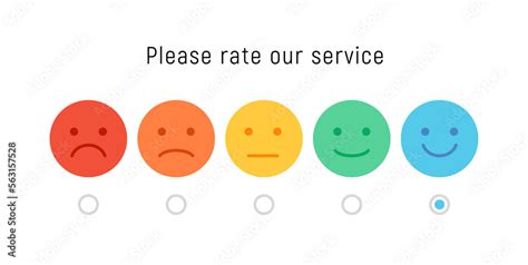 Smiley rate scale emotion emoji icon. Feedback rate survey emoticon satisfaction meter. Stock ...