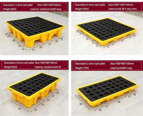 Yellow Detachable Plastic Spill Containment Pallet