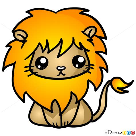 How to Draw Lion, Chibi | Lion cartoon drawing, Lion drawing, Lion ...