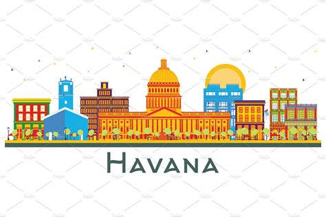 Havana Cuba City Skyline with Color | Cuba city, City skyline, Havana cuba