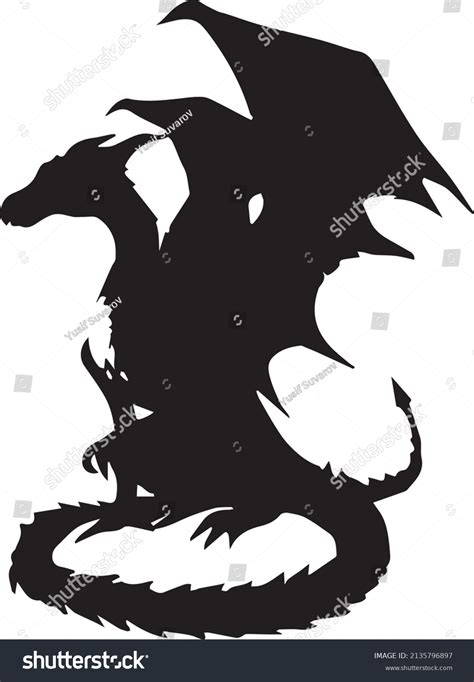 Dragon Silhouette Vector Black White Stock Vector (Royalty Free ...