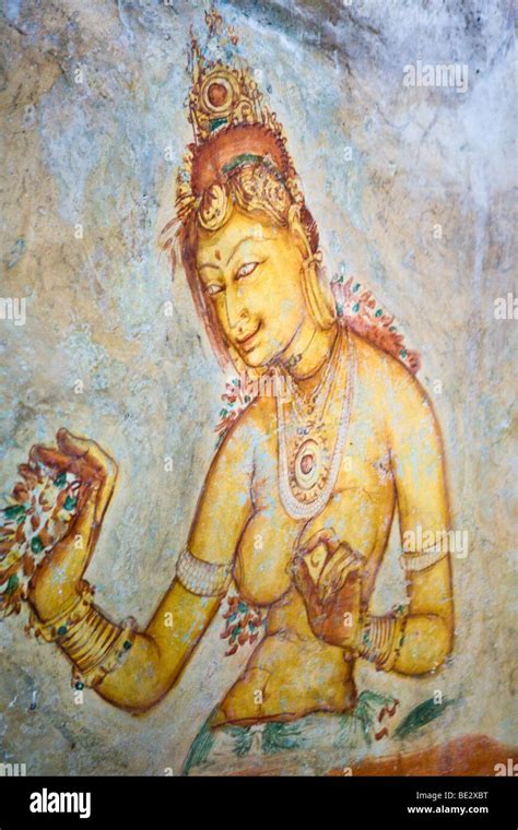 Wall paintings in a cave at Sigiriya (Sri Lanka Stock Photo - Alamy