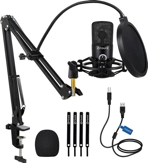 Amazon.com: USB Streaming Microphone Kit, FDUCE Professional 192Khz/24bit Studio Mic with Arm ...