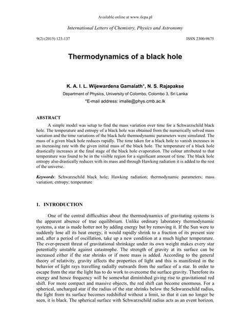 (PDF) Thermodynamics of a Black Hole