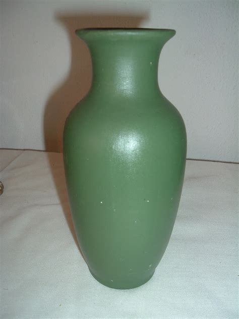 vintage green pottery vase