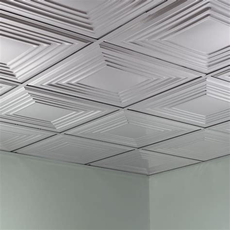 Fasade Ceiling Tile-2x2 Suspended-Traditional 3 in Brushed Aluminum | Ceiling tiles, Vintage tin ...