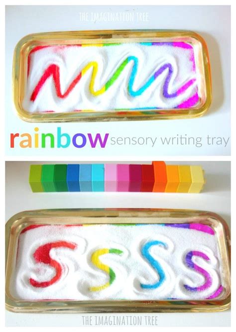 Rainbow Sensory Writing Tray - The Imagination Tree | Preschool writing, Preschool activities ...