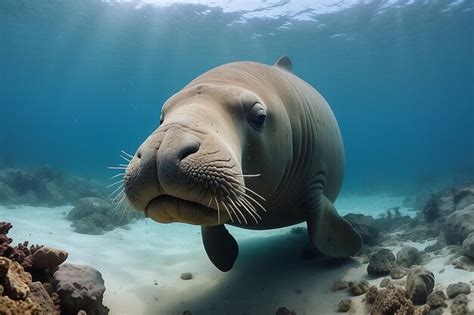 Premium Photo | Sea Cow Dugong Red Sea Egypt Slow Motion Underwater