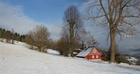 Cottage in mountains stock image. Image of snow, wooden - 67781237