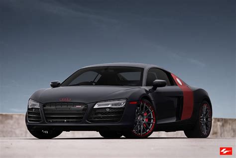 2015 Black Audi R8 with red accents and badges on Lexani rims | Custom wheels and tires, Black ...