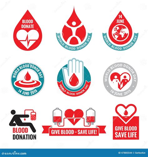 Blood Donation - Vector Logo Badges Collection. World Blood Donor Day ...