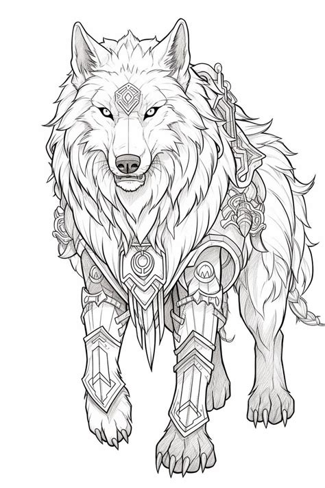 Premium Photo | A drawing of a wolf with armor and a sword generative ai