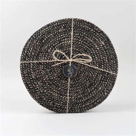 Set of 4 Woven Jute Placemats - Jet Black - Black Bough | Ludlow