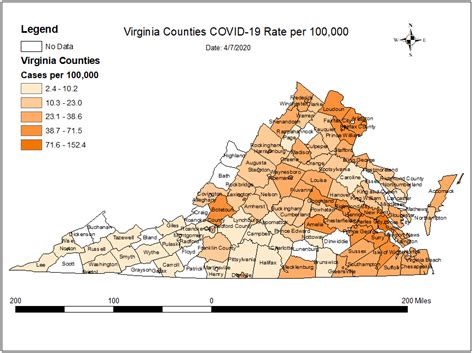 Virginia Counties COVID-19 Rate per 100,000 (Data Source: GitHub) : r/Virginia