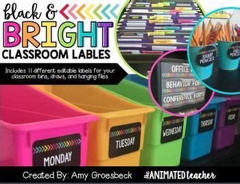 Editable Black, White, and Bright Classroom Labels | Classroom labels ...