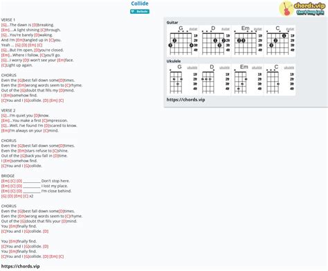 Chord: Collide - tab, song lyric, sheet, guitar, ukulele | chords.vip