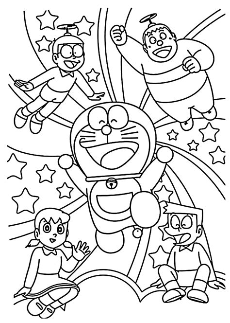 Colorful Doraemon and Friends Coloring Pages for Kids