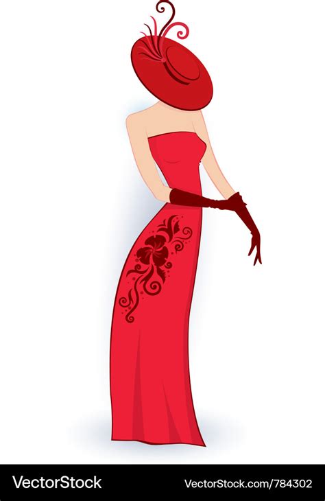 Classy lady in red dress Royalty Free Vector Image