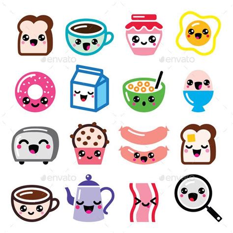 Kawaii Breakfast Food and Beverage | Kawaii doodles, Cute drawings, Cute kawaii drawings