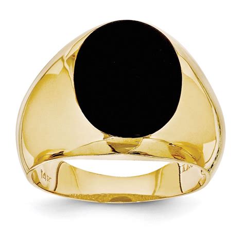 JewelryWeb - 14k Yellow Gold Mens Simulated Onyx Ring - Size 10 ...