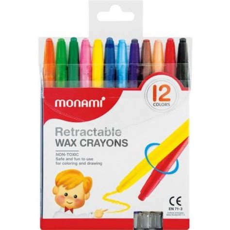 Retractable Wax Crayons (Set of12) - Monami - Crafty Arts