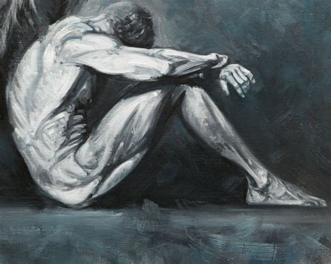 Fallen Angel Painting, Oil Painting Print, Fallen Angel Male Figure Art ...