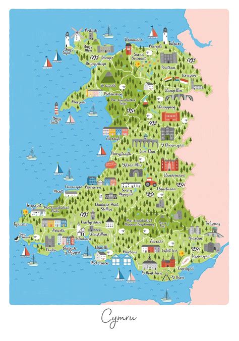 Print Map Cymru Map of Wales Print - Etsy UK