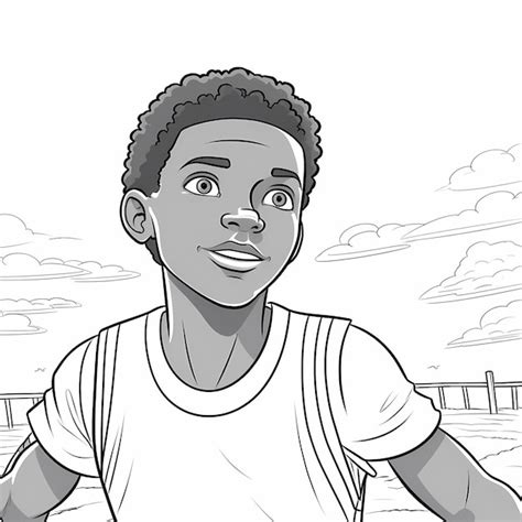 Premium AI Image | Volleyball Fun with an AfricanAmerican Teenage Boy Coloring Pages for Kids