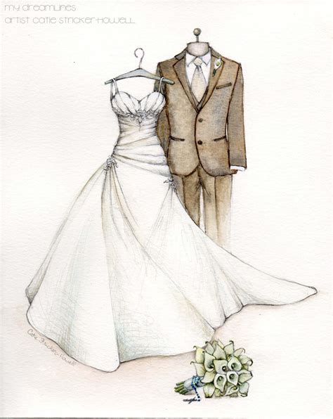 Wedding dress sketch, the best first anniversary gift ever!! | Wedding dress illustrations ...