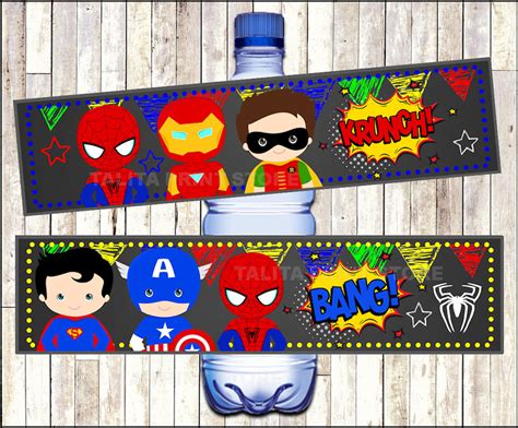 Superhero Chalkboard Water bottle labels printable Superhero | Etsy