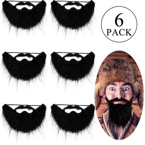 6 Pieces Funny Costume Beard Black Fake Beard Costume Funny Halloween Mustache Costume for Funny ...