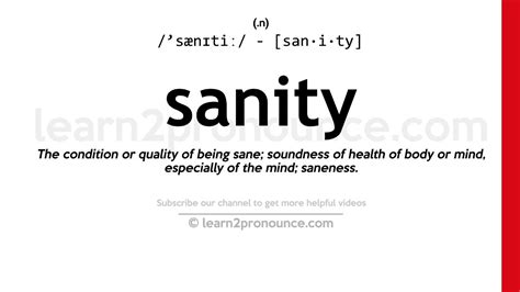 Pronunciation of Sanity | Definition of Sanity - YouTube