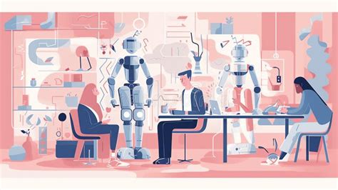Generative AI Robot Work in Office- Stock Illustration - Illustration of businessman, person ...