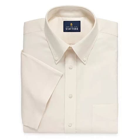 Stafford Mens Short Sleeve Wrinkle Free Oxford Button Down Collar Dress ...