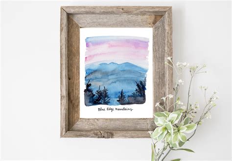 Blue Ridge Mountains Wall Art Watercolor Painting, Appalachian National ...