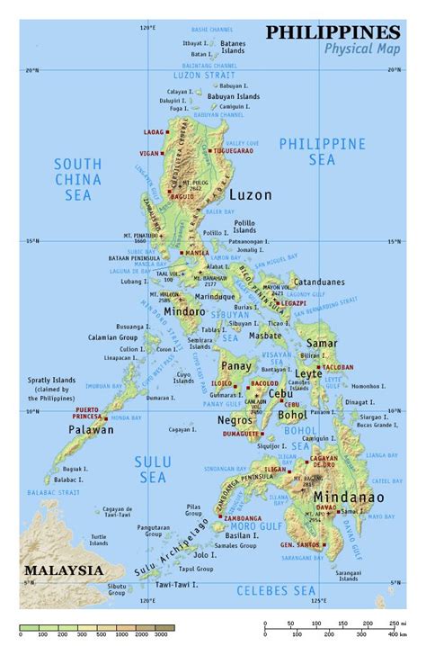 Physical map of Philippines | Philippine map, Philippines, Physical map