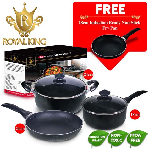 Royal King 5pc Non Stick Cookware Set with 18cm Induction Ready Non ...