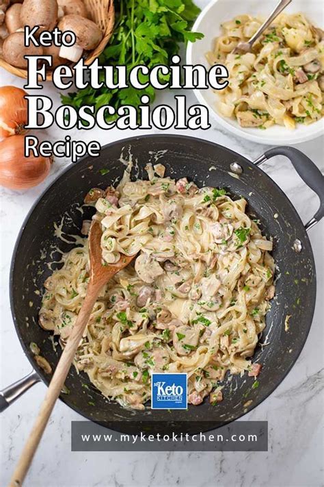 This Keto Fettuccine Boscaiola recipe is loaded with bacon, mushrooms and a rich, creamy sauce ...