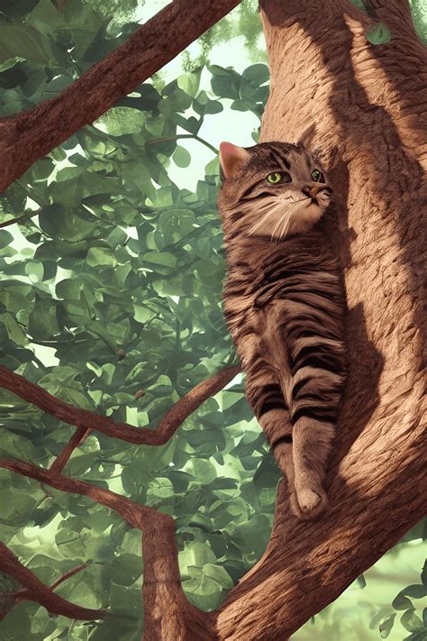 Cat in a Tree Graphic · Creative Fabrica