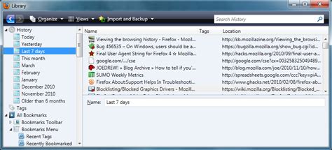 Viewing the browsing history - Firefox - MozillaZine Knowledge Base