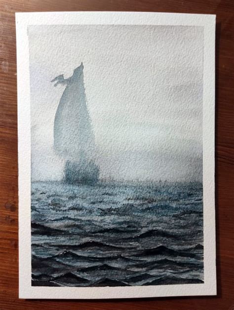 Grey Sea, attempt at creating more realistic sea, A5 : r/Watercolor