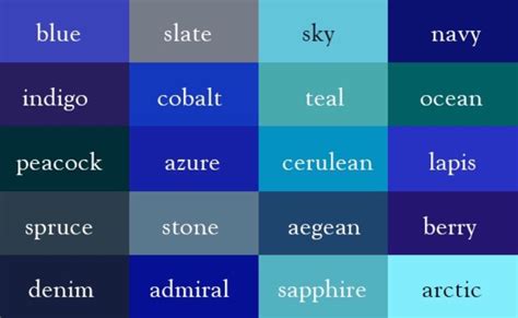 Different shades of blue | Color theory, Color names, Color shades