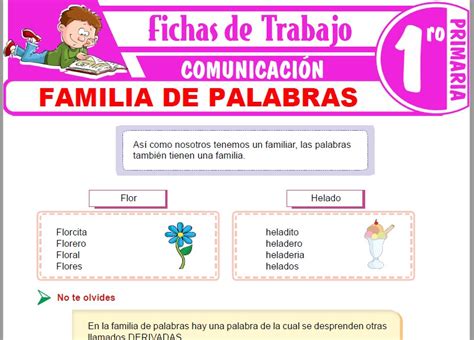 Familia de palabras para Primero de Primaria – Fichas de Trabajo